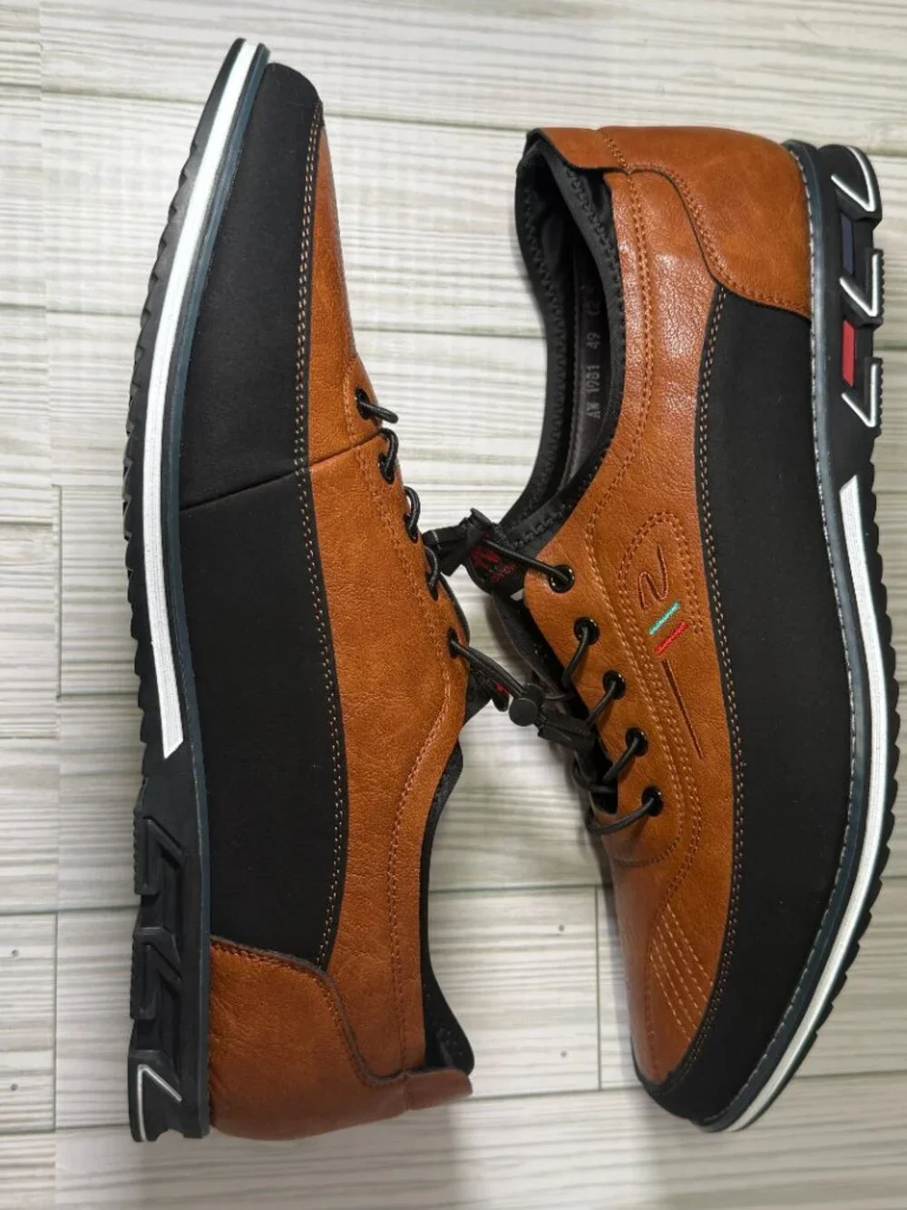 Men's Size 14 Narrow Casual Walking Shoes Brown Black Lace Up Comfort EU 49